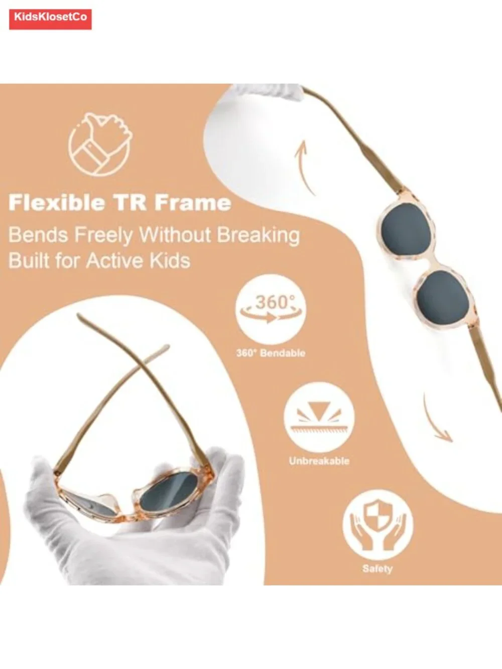 Kids Polarized Sunglasses TR90 Round Frame UV400 Protection Ages 3-8